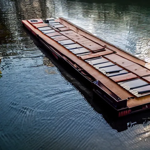 Image similar to a piano floating on a barge