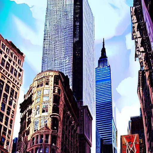 Prompt: 200 feet tall giantess walking through new York, digital art