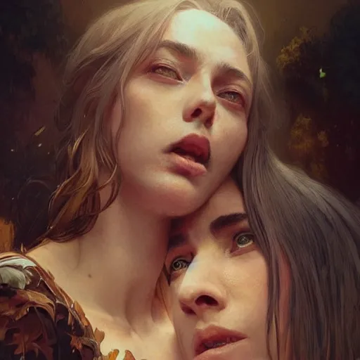 Prompt: portrait painting of man biting woman neck, ultra realistic, concept art, intricate details, eerie, highly detailed, photorealistic, octane render, 8 k, unreal engine. art by artgerm and greg rutkowski and alphonse mucha