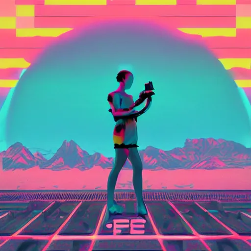Image similar to lofi vaporwave retro futurism album artwork