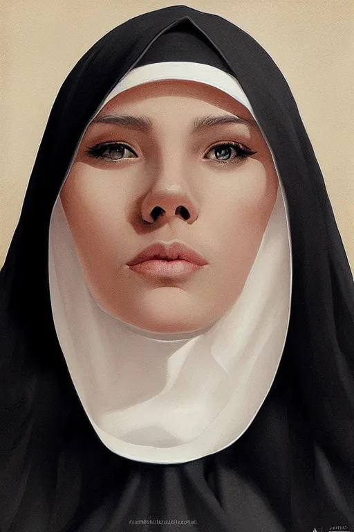 Image similar to Nun portrait, by artgerm, WLOP