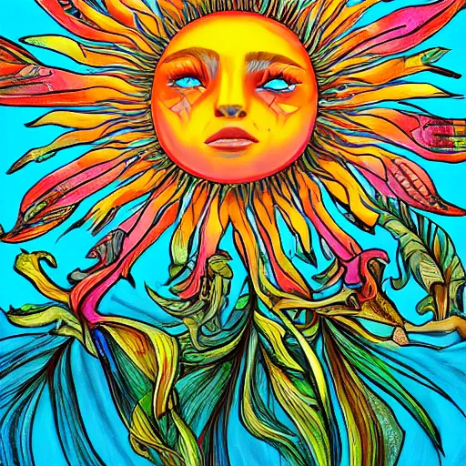 Prompt: always the sun, beautiful strange detailed summer painting 8k resolution deviantart trending on Artstation concept art digital illustration