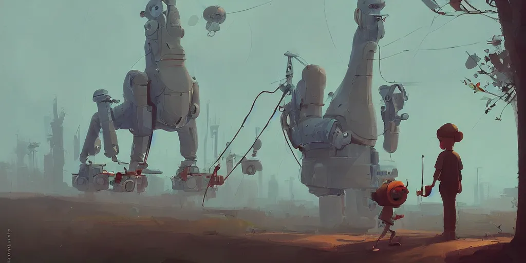 Image similar to a painter by Goro Fujita and Simon Stalenhag , 8k, trending on artstation, hyper detailed, cinematic