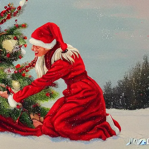 Prompt: traditional christmas painting by jenny nystrom