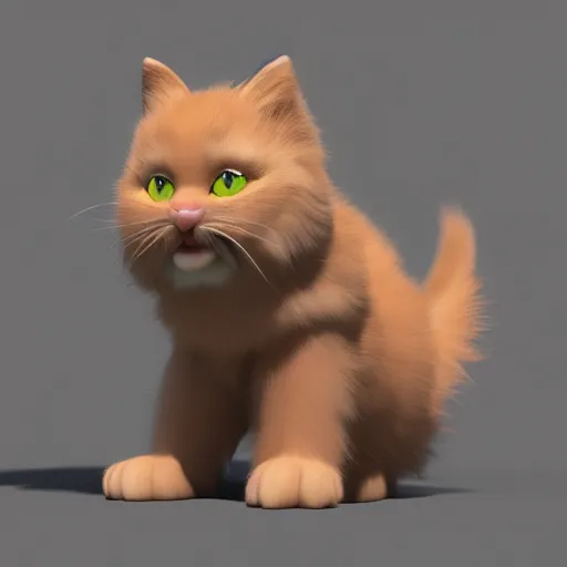 Prompt: fluffy anthropomorphic kitten character concept 3 d render with detailed fur 4 k