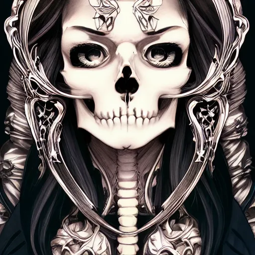 anime manga skull portrait young woman skeleton, halo, | Stable Diffusion |  OpenArt