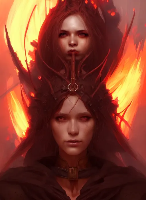 Prompt: character concept art of a dark fantasy female fire witch, key visual, realistic shaded perfect face, fine details, dystopian environment and background, by stanley artgerm lau, wlop, rossdraws, james jean, andrei riabovitchev, marc simonetti, and sakimichan, trending on artstation