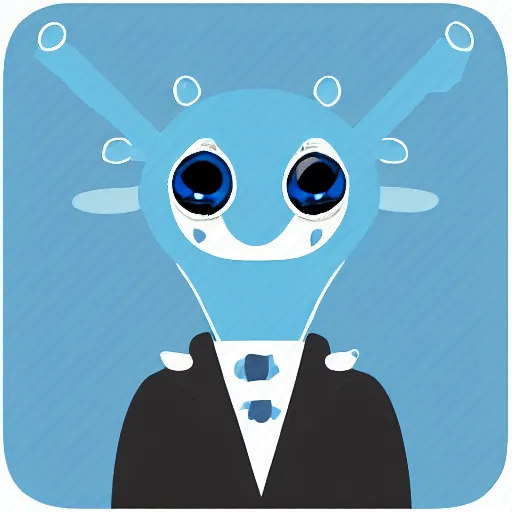 Prompt: blue salamander in a grey tuxedo, character icon