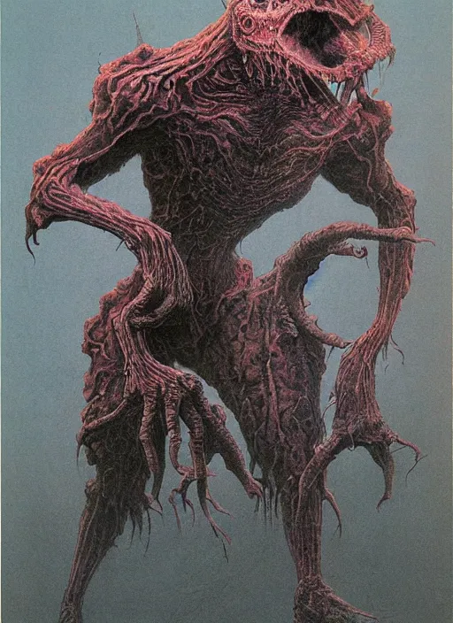 Image similar to a terrifying humanoid creature by wayne barlowe