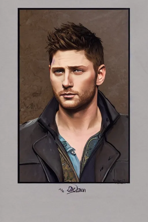 Image similar to a detailed matte portrait of an jensen ackles dressed dean in the gilmore girls, masterpiece, 8 k, art by alphonse mucha and greg rutkowski