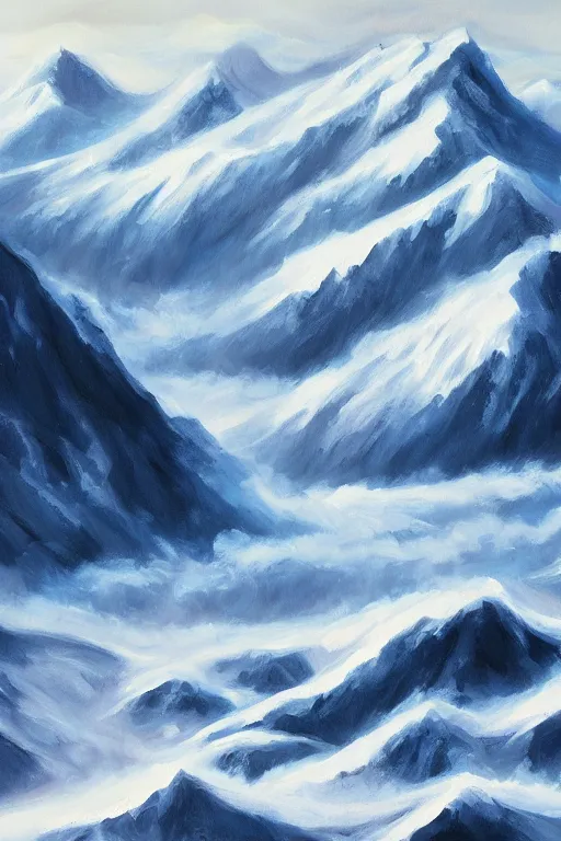 Prompt: snow mountain flat illustration oil painting trending on artstation