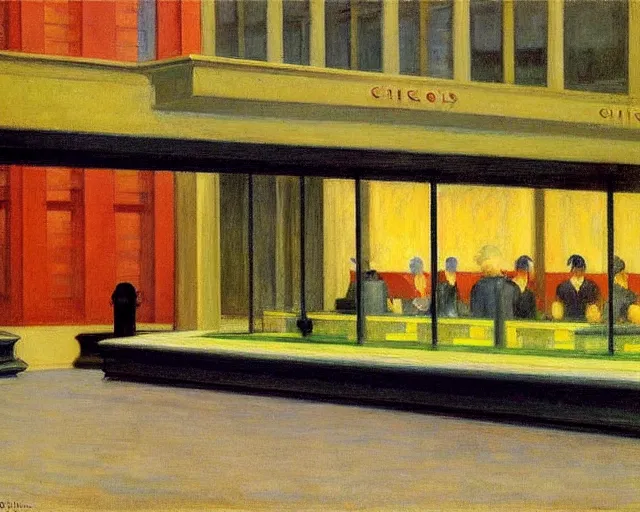 Prompt: chicago by edward hopper