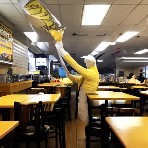 Image similar to first person perspective with arms and hands, wafflehouse