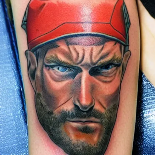 Image similar to a tattoo of ethan van sciver's face