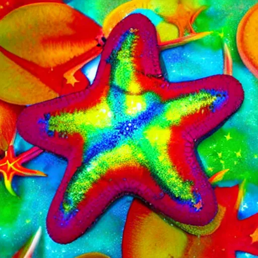 Image similar to rainbow cosmic talking starfish