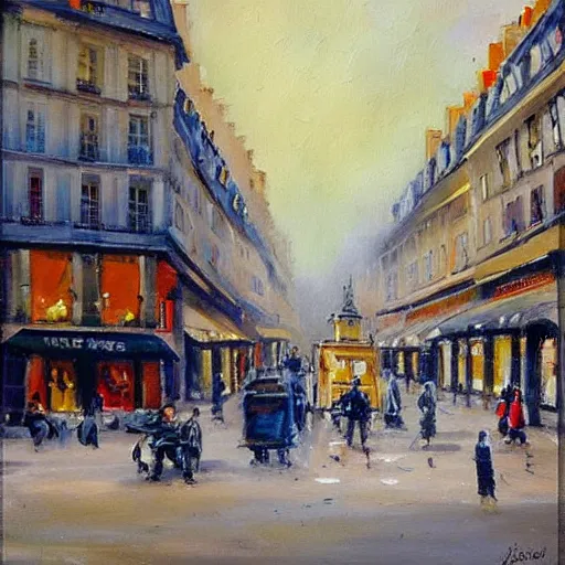 Image similar to a beautiful painting of a street in paris by antoine blanchard,