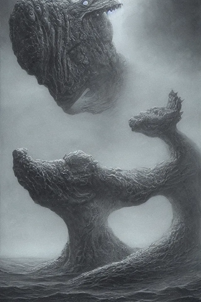 Image similar to water monster 4k by zdzisław beksiński