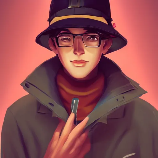 Prompt: J.D. Salinger as Holden Caulfield wearing that hat, ambient lighting, 4k, anime key visual, lois van baarle, ilya kuvshinov, rossdraws, artstation