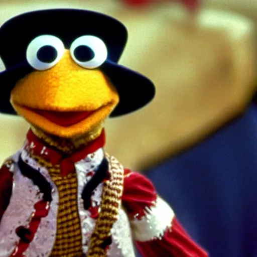 Prompt: A film still of Freddie Kruger in the muppets (1980s)