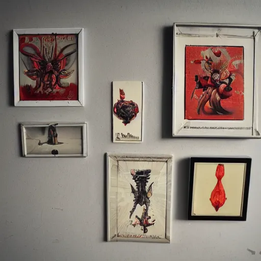 Prompt: diablerie collection on a wall