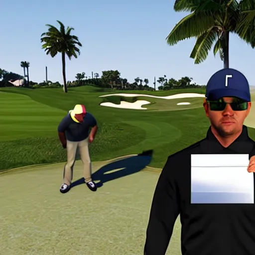 Image similar to FBI agents raid florida golf course gta 5 4k award winning