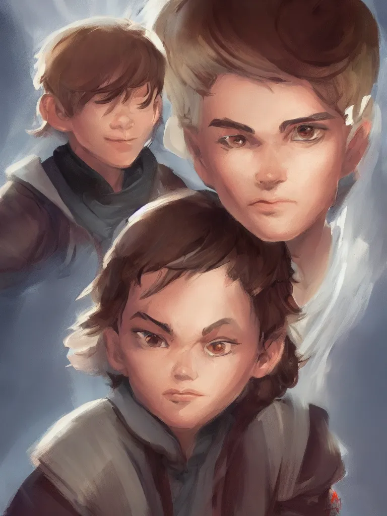 Image similar to gorgeous androgynous child by disney concept artists, blunt borders, eye contact, godly light,