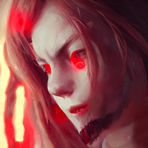 Prompt: women with red glowing eyes screaming in pain , digital art by Mandy Jurgens and Irina French and Heraldo Ortega , hyperdetailed, artstation, cgsociety