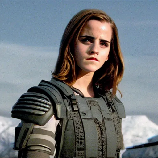 Image similar to beautiful still of Emma Watson in Stargate SG-1 in front of the stargate