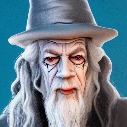 Prompt: Gandalf is the Joker, hyperdetailed, artstation, cgsociety, 8k