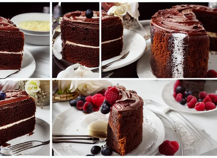 Image similar to most delicious cake of all time, professional food photography, studio lighting, plating