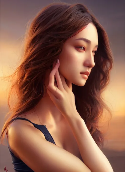 Image similar to photo of a gorgeous young woman in the style of stefan kostic, realistic, sharp focus, 8k high definition, insanely detailed, intricate, elegant, art by stanley lau and artgerm