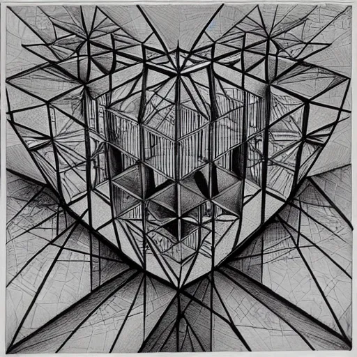 Prompt: hypercube by m. c. escher