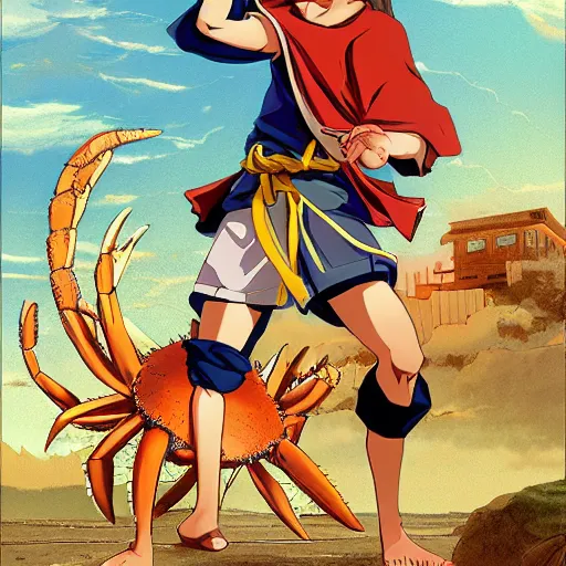 Jesus as anime character fighting a giant enemy crab  Stable Diffusion   OpenArt
