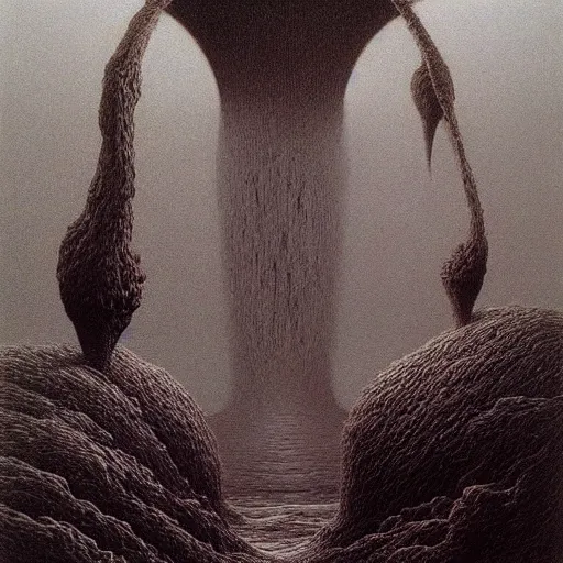 Prompt: an amazing masterpiece of art by Zdzisław Beksiński, 🧙 🐉 🪄