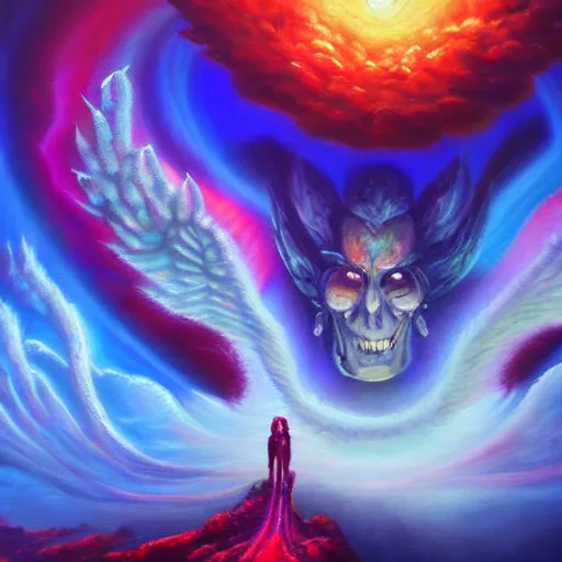 Image similar to great rage, underworld astral realm sacred journey in oil painting, trending on artstation, award winning, emotional, highly detailed surrealist art