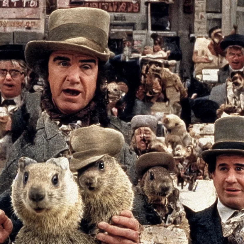 Prompt: it's groundhog day! cinematic