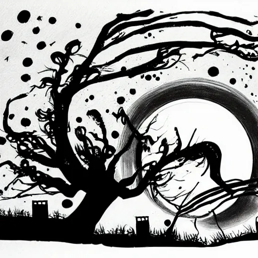 Image similar to full moon, style of shuzo oshimi, black outline, on white, smooth, thin sharp lines, detailed