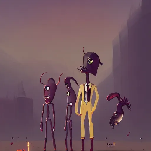 Prompt: cute fashion vogue anthropomorphic slim cockroach wearing a tuxedo ripped physique simon stalenhag gerald brom bastien grivet greg rutkowski portrait