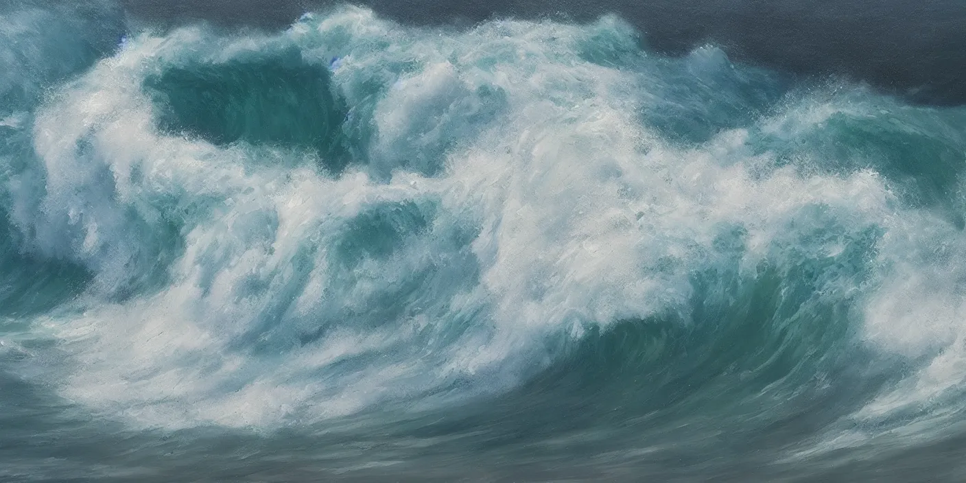 Image similar to a wave by Ben Wanat, cinematic lighting, detailed oil painting, hyperrealistic, 8k