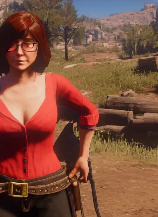 Prompt: film still of velma in red dead redemption 2 ( 2 0 1 8 video game )