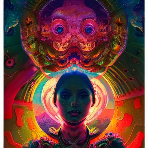 Image similar to An extremely psychedelic experience, colorful, surreal, dramatic lighting, cosmonaut, LSD, face, detailed, intricate, elegant, highly detailed, digital painting, artstation, concept art, smooth, sharp focus, illustration, art by Sam Spratt, Dan Mumford, Artem Demura and Alphonse Mucha