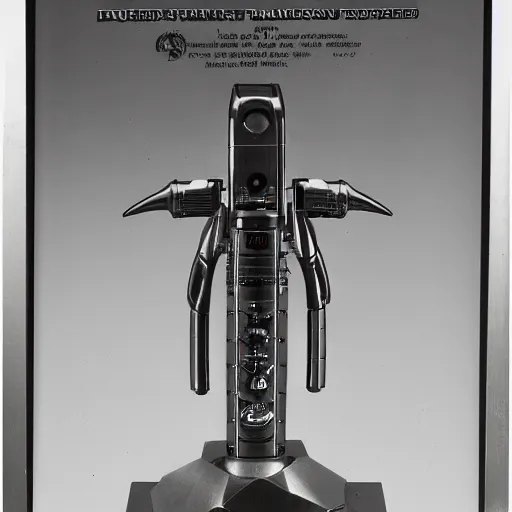 Image similar to plasma rifle with detailed engraving of an alien on the side, photograph