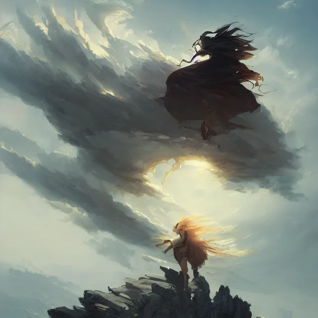 Prompt: a painting of the gifted of the wind by greg rutkowski, dark fantasy art, high detail, trending on artstation