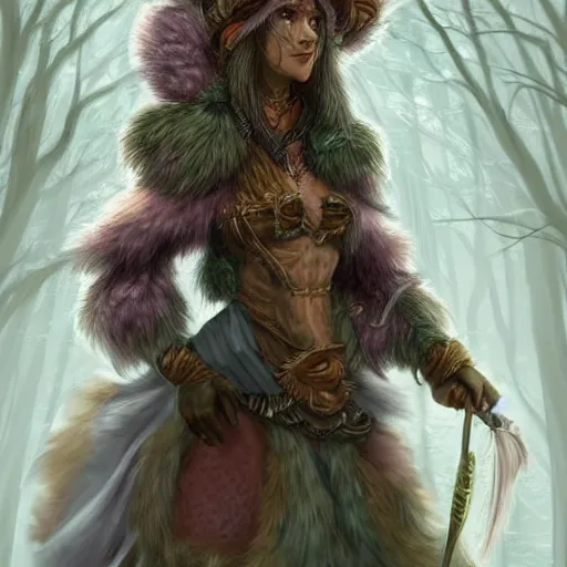 Image similar to beautiful detailed digital painting of a druid with an animal companion in a natural scene. trending on artstation.