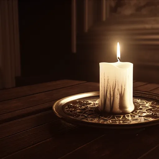 Prompt: A candle in the darkness, intricate details, eerie, highly detailed, photorealistic, octane render, 8k, unreal engine
