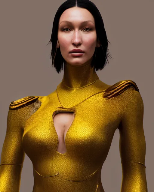 Image similar to a highly detailed metahuman 8 k close up render of bella hadid in gustav klimt style trending on artstation made in unreal engine 4