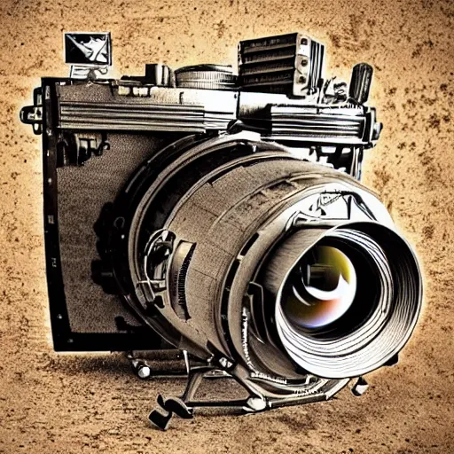 Image similar to A spacecraft that looks like a photographic camera vintage reflex, by Tomek Setowski style