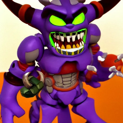 Image similar to a Cacodemon from DOOM 1993 in the style of Ratchet & Clank game