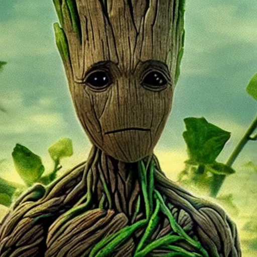 Image similar to groot but as a flower