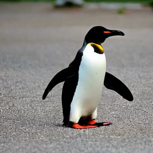 Prompt: a penguin laying an egg that's shaped like a pepsi